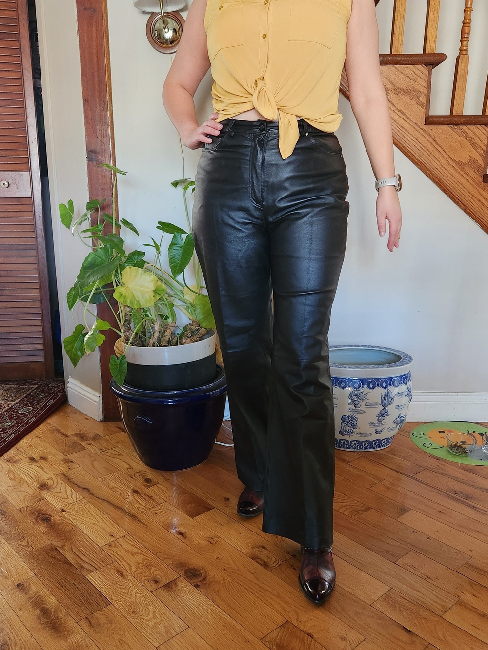 RTG High Waisted Leather Pants